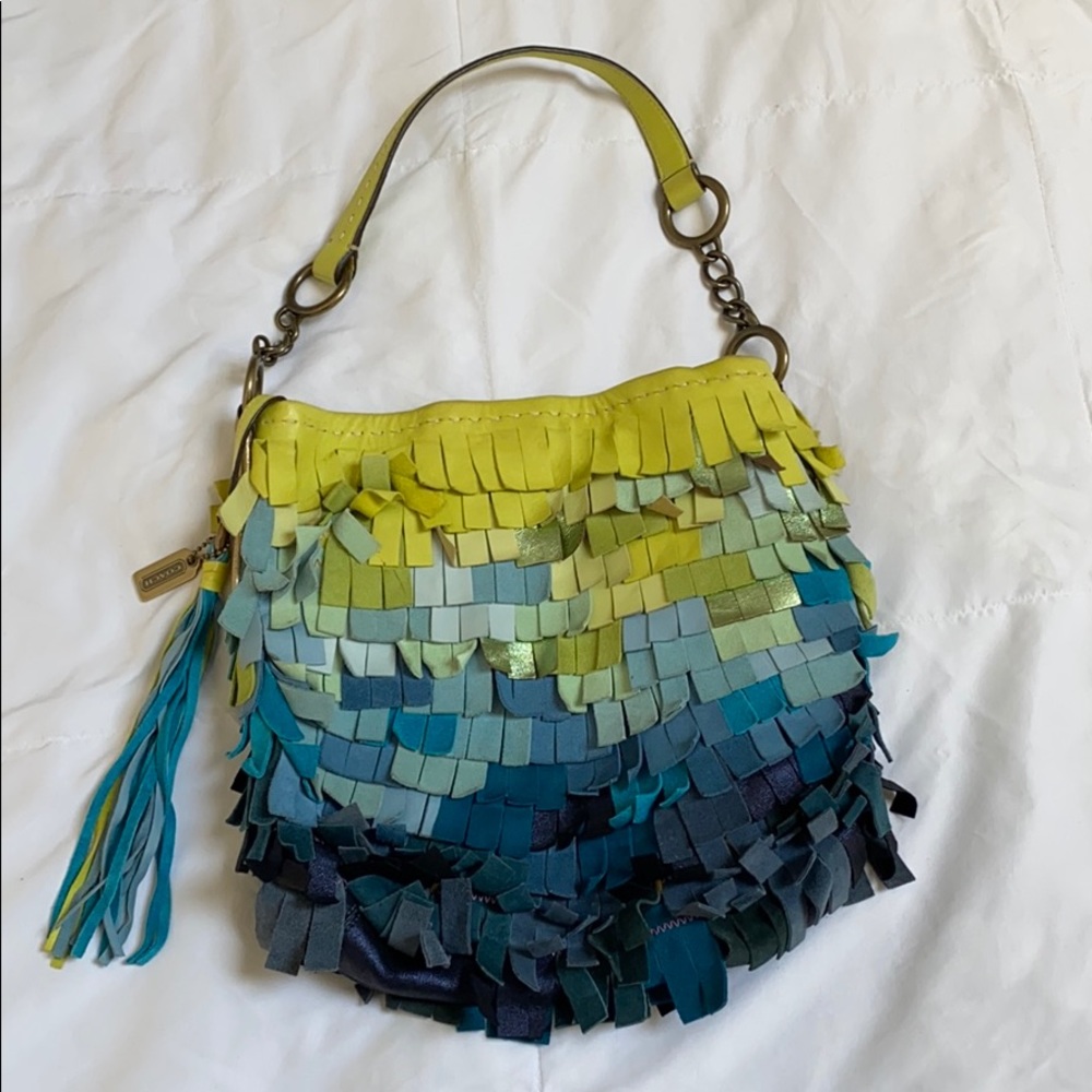 Coach suede and leather shoulder bag